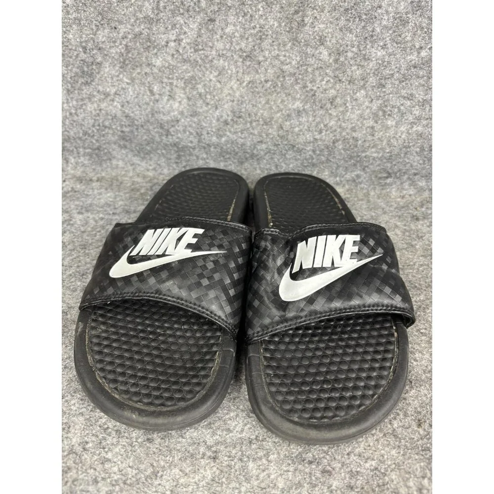 NIKE Benassi JDI Shoes Mens Size 8 Black‎ White Slide Sandals Slip On Comfort